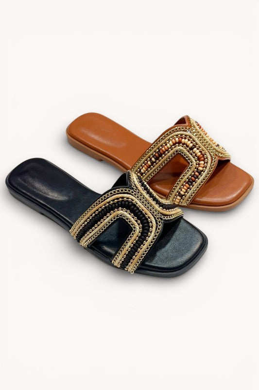 THE MARIKA BEADED SLIDES