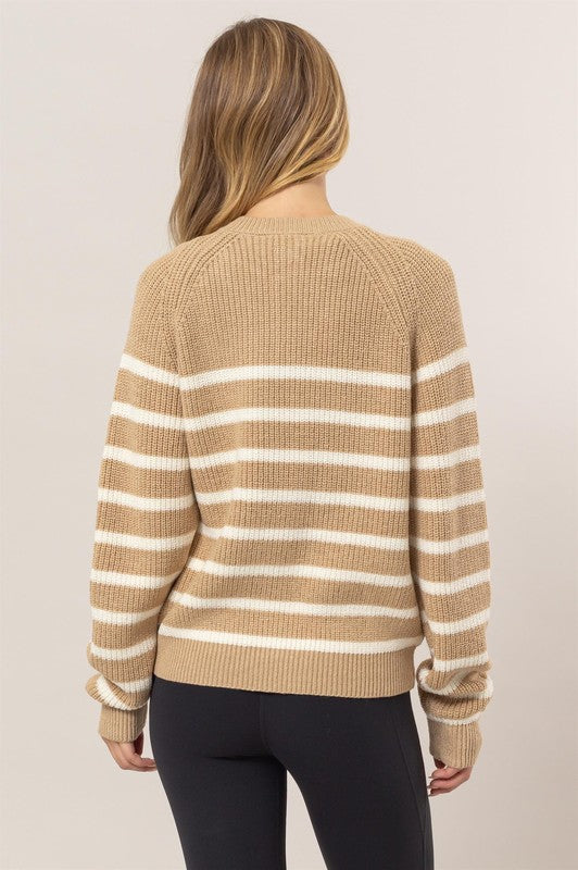 STRIPED HENLEY SWEATER