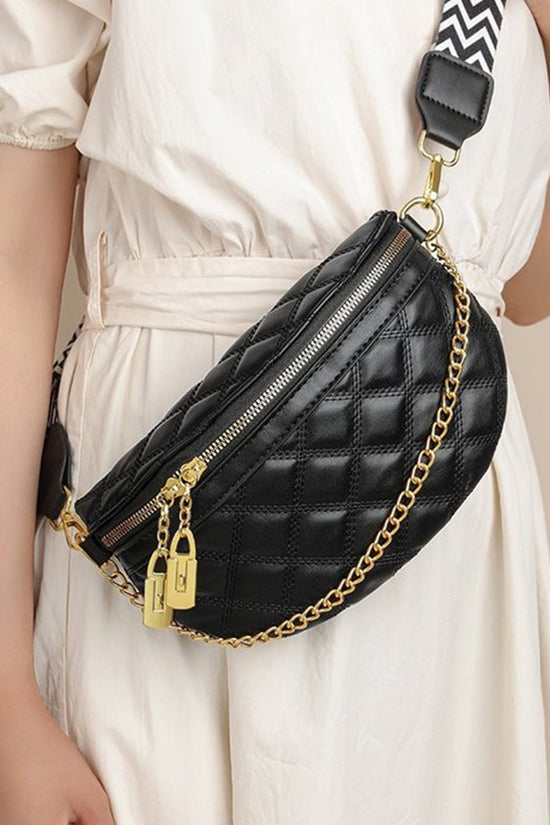 Load image into Gallery viewer, QUILTED VEGAN LEATHER CROSSBODY BUM BAG
