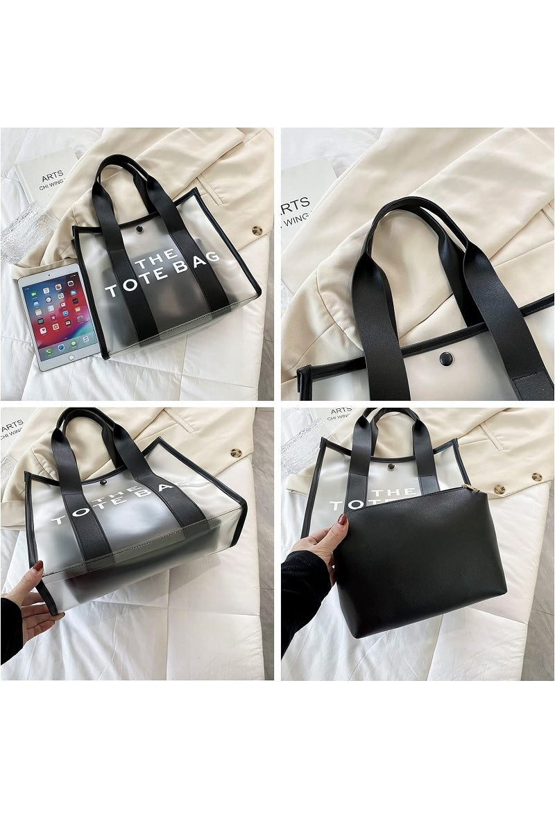 2 COLORS | CLEAR LARGE THE TOTE BAG & POUCH 2PC SET