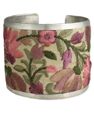 PINK FLOWER EMBROIDERED ELEGANCE CUFF