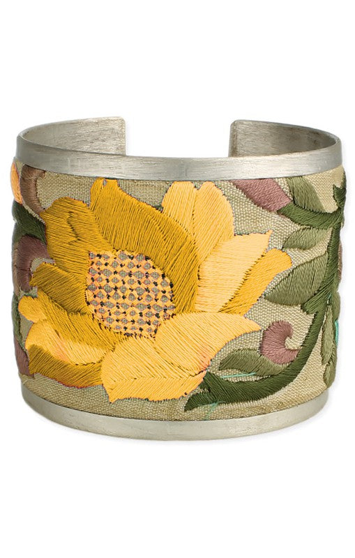 YELLOW FLOWER EMBROIDERED ELEGANCE CUFF