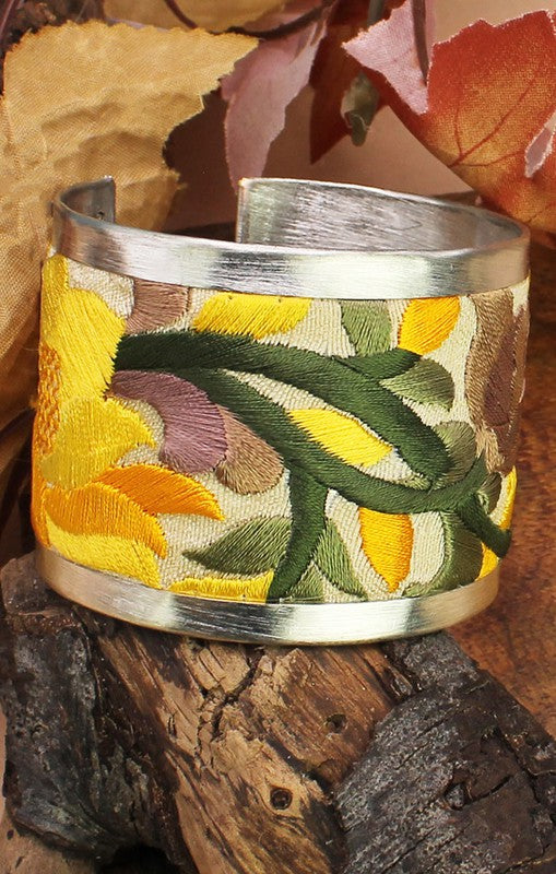 YELLOW FLOWER EMBROIDERED ELEGANCE CUFF