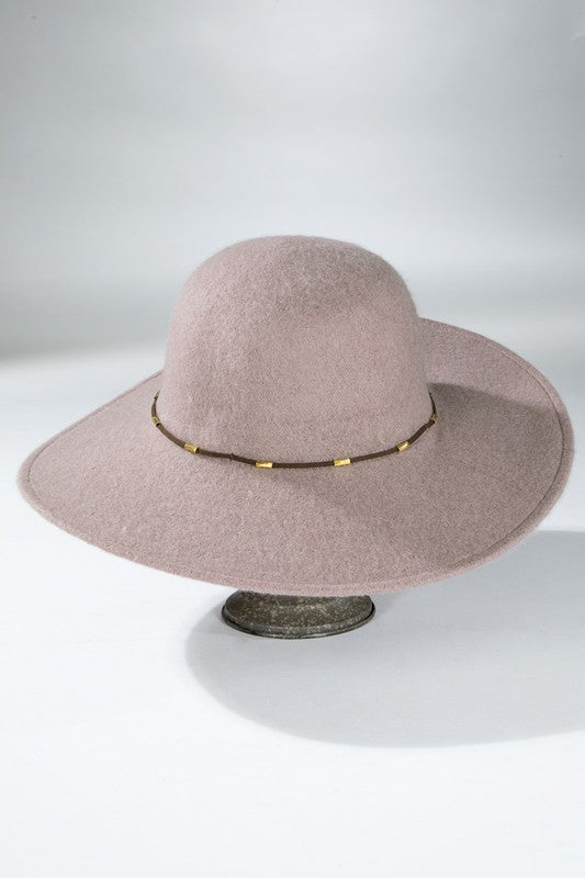 SOFT WOOL WIDE BRIM HAT - MAUVE