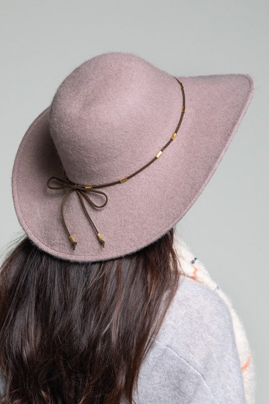 SOFT WOOL WIDE BRIM HAT - MAUVE