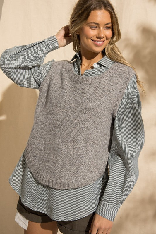 ISABEL ROUND HEM SWEATER TOP - NEW COLOR