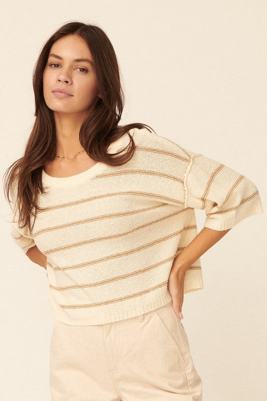 STRIPED LIGHTWEIGHT SWEATER TOP | NEW COLOR