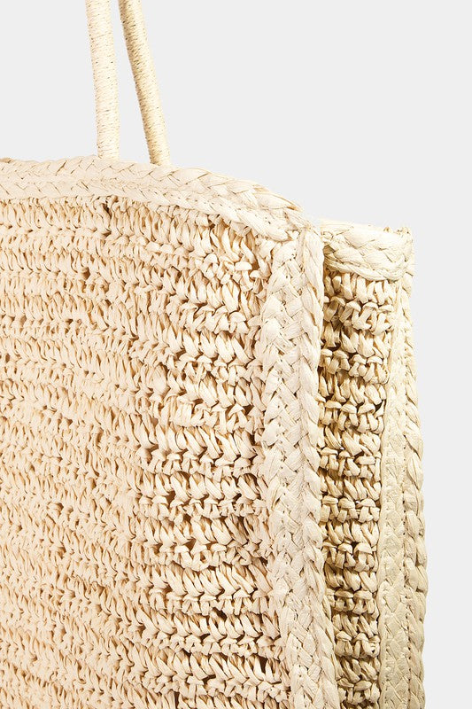 STRAW BRAIDED TOTE BAG