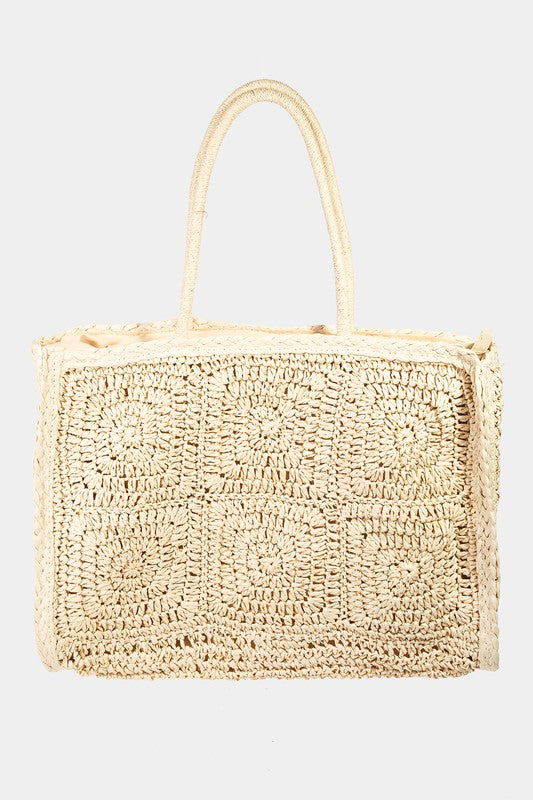 STRAW BRAIDED TOTE BAG