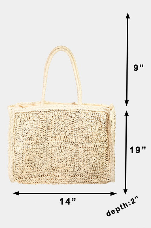 STRAW BRAIDED TOTE BAG