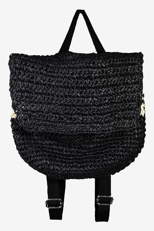 STRAW BRAIDED BACKPACK