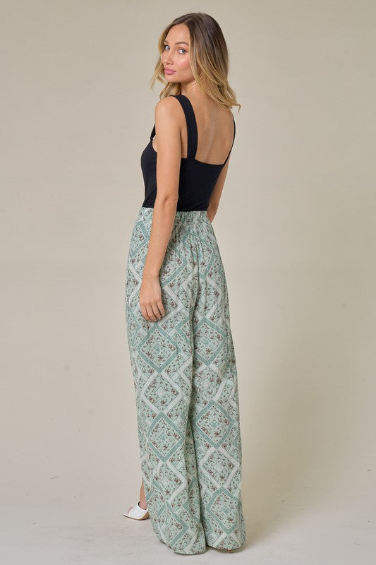 GAUZE PALAZZO PANTS WITH FRONT SLITS