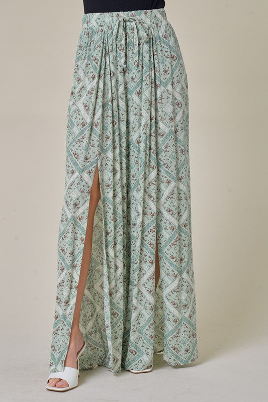 GAUZE PALAZZO PANTS WITH FRONT SLITS