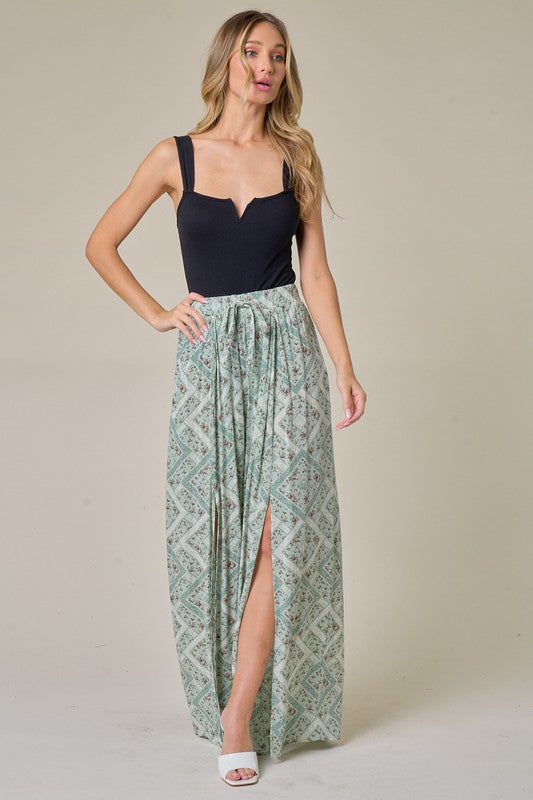 GAUZE PALAZZO PANTS WITH FRONT SLITS