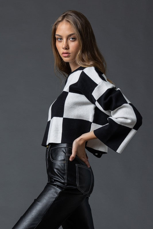 SARAH CHECKERED LONG SLEEVE TOP - NEW COLOR