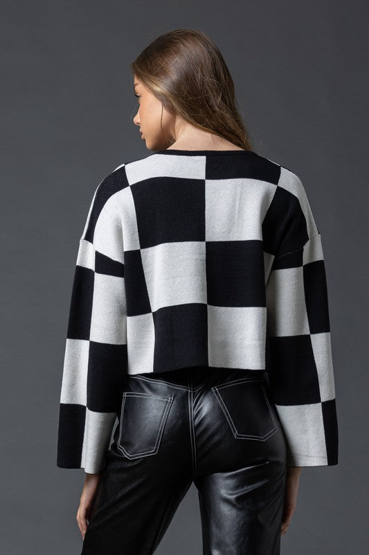SARAH CHECKERED LONG SLEEVE TOP - NEW COLOR