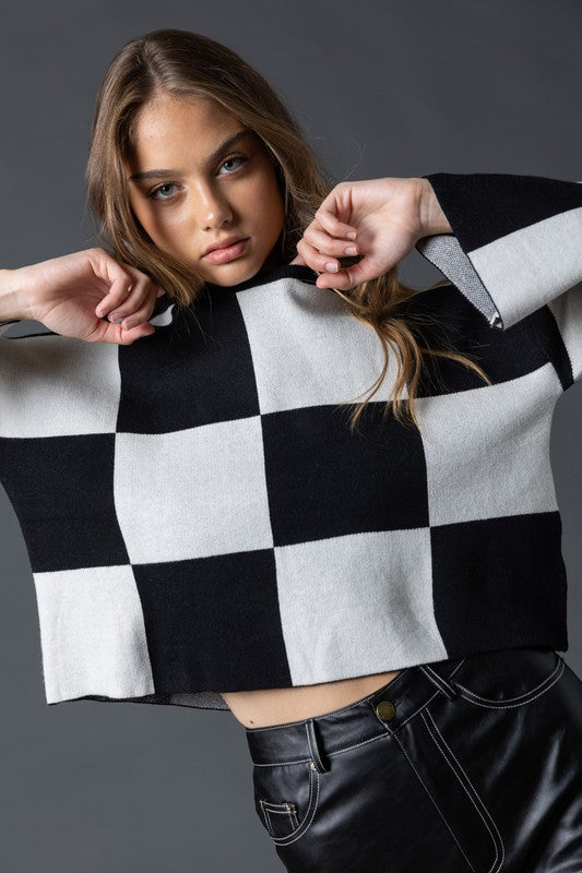 SARAH CHECKERED LONG SLEEVE TOP - NEW COLOR
