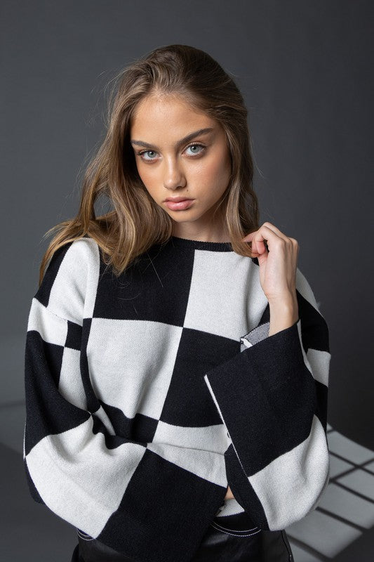 SARAH CHECKERED LONG SLEEVE TOP - NEW COLOR