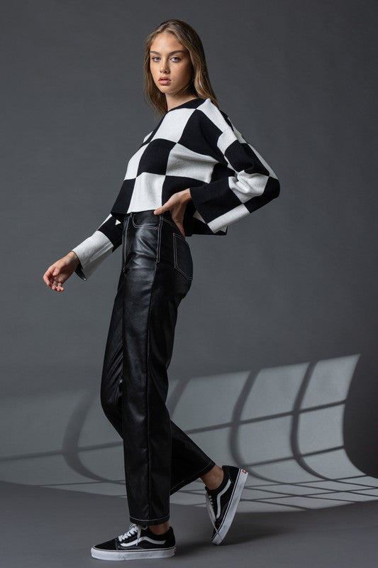 SARAH CHECKERED LONG SLEEVE TOP - NEW COLOR