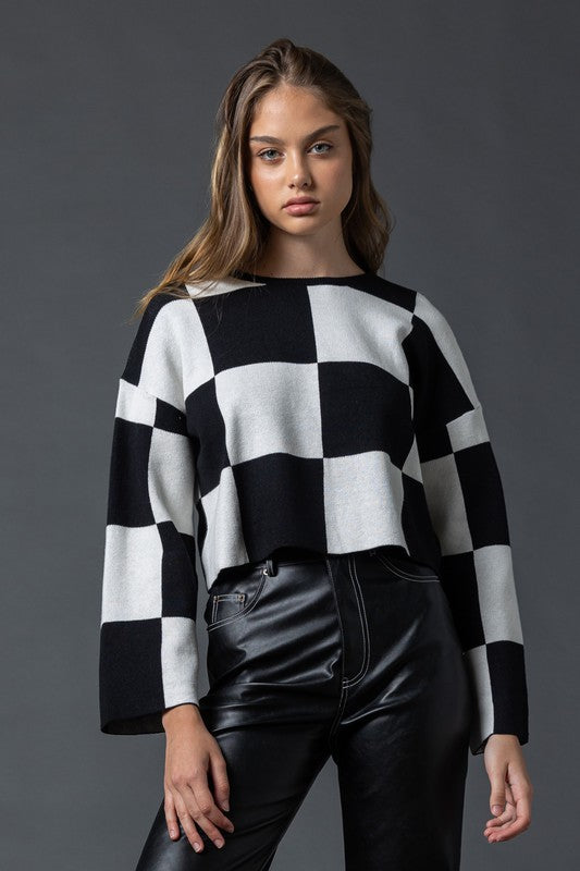 SARAH CHECKERED LONG SLEEVE TOP - NEW COLOR