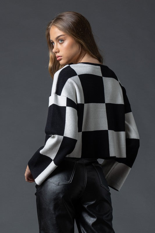 SARAH CHECKERED LONG SLEEVE TOP - NEW COLOR