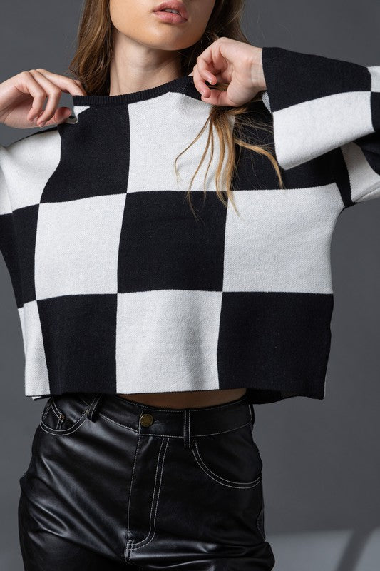 SARAH CHECKERED LONG SLEEVE TOP - NEW COLOR