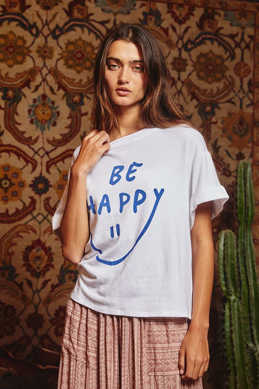 BE HAPPY GRAPHIC TOP