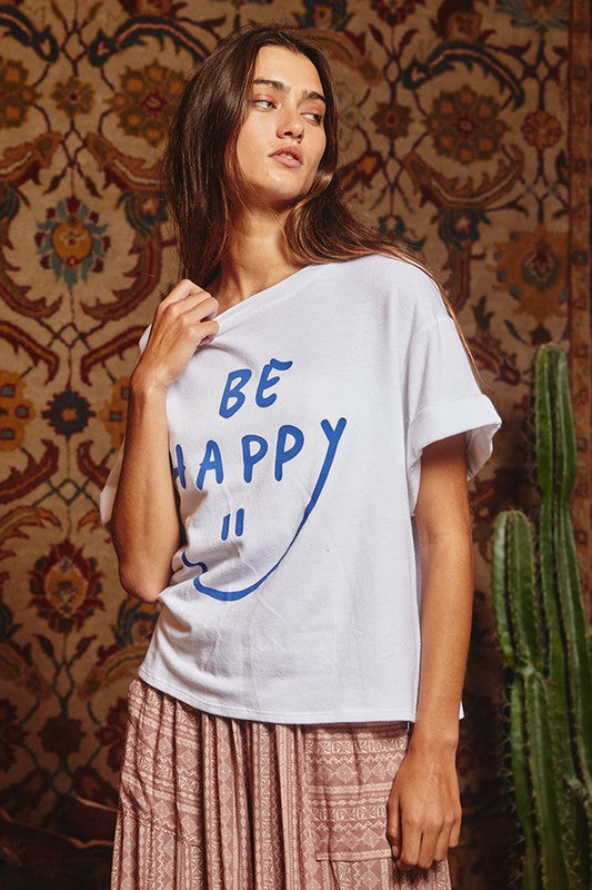 BE HAPPY GRAPHIC TOP