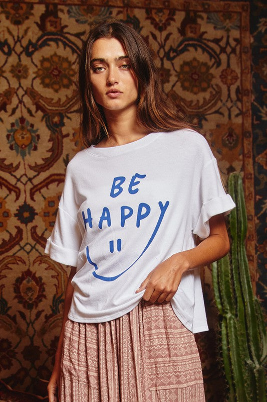 BE HAPPY GRAPHIC TOP