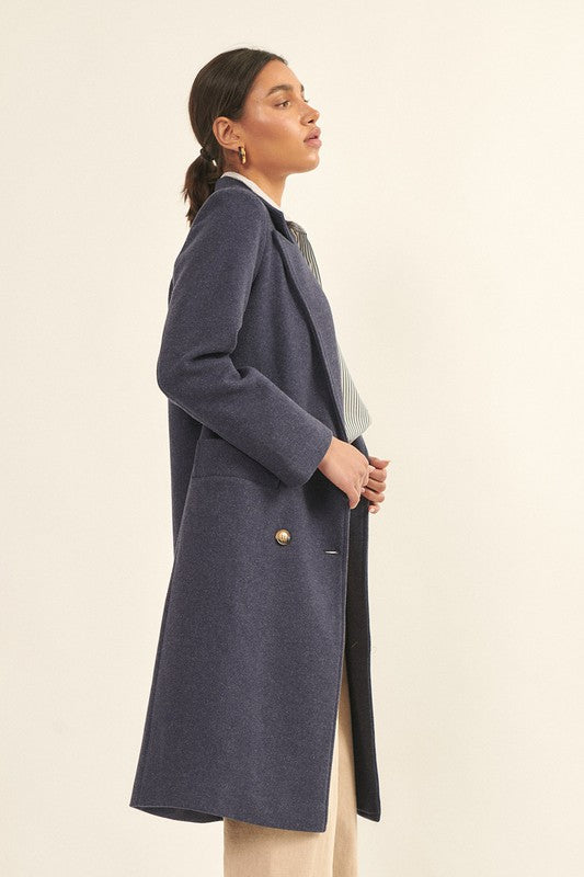 PREMIUM LINE | SOLID NOTCH LAPEL COLLAR POCKET COAT