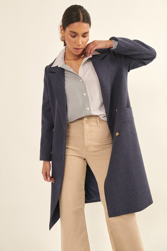 PREMIUM LINE | SOLID NOTCH LAPEL COLLAR POCKET COAT