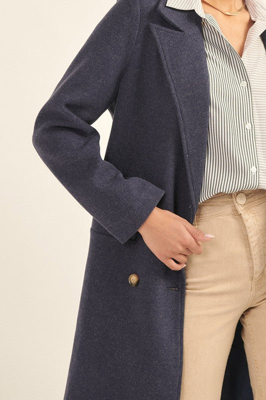 PREMIUM LINE | SOLID NOTCH LAPEL COLLAR POCKET COAT