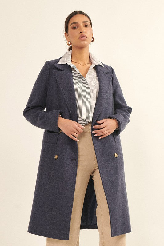 PREMIUM LINE | SOLID NOTCH LAPEL COLLAR POCKET COAT