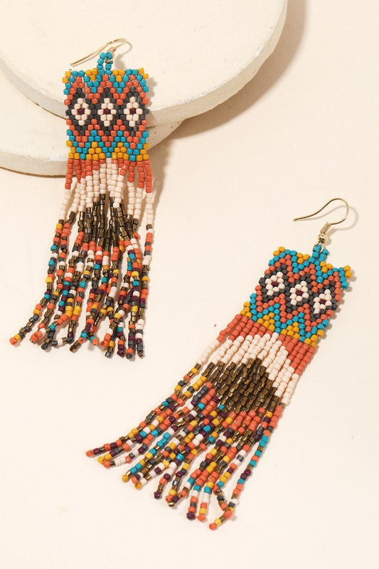 BOHO SEED BEAD FRINGE EARRINGS