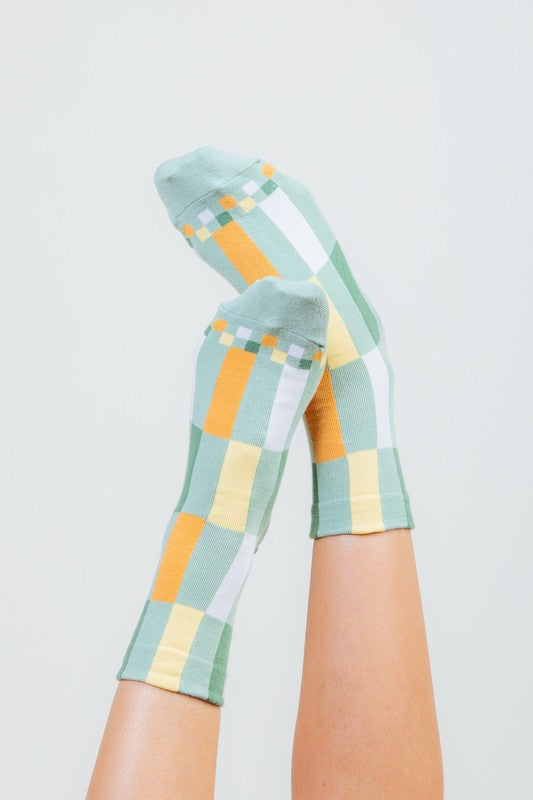 COLOR BLOCK SOCKS - SAGE