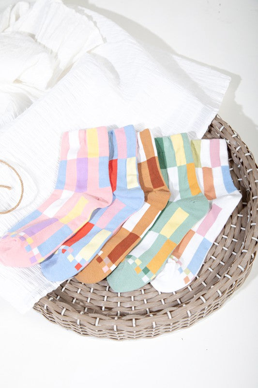 COLOR BLOCK SOCKS - SAGE