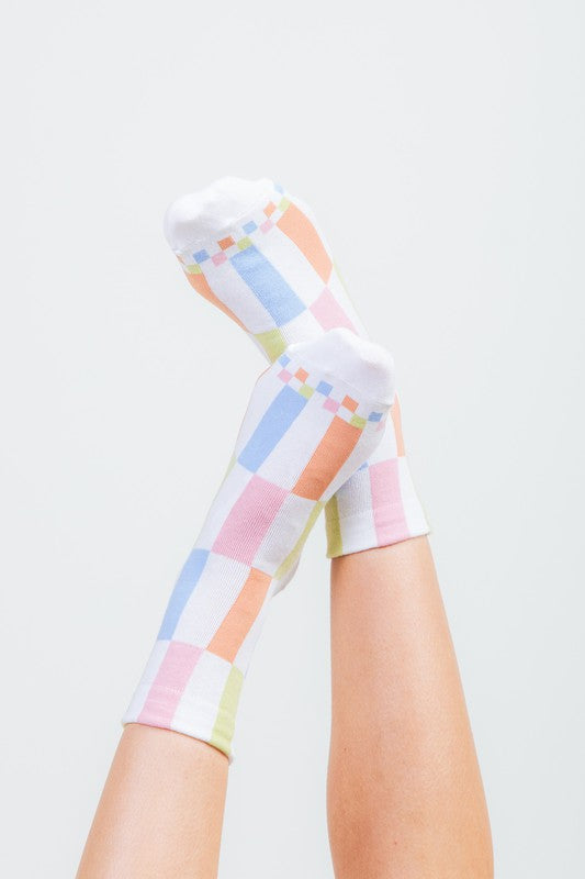 COLOR BLOCK SOCKS - WHITE