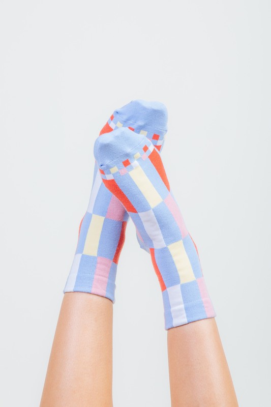 COLOR BLOCK SOCKS - SKY