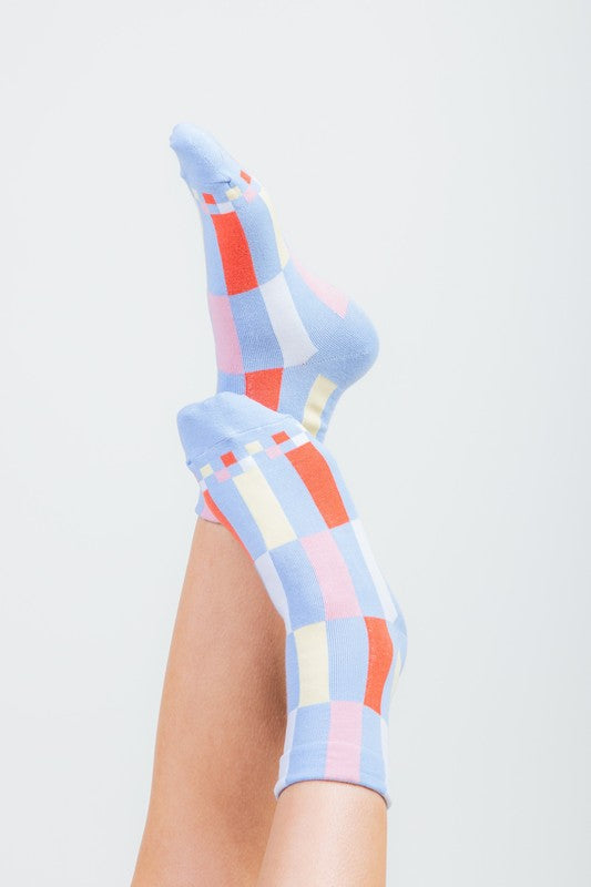 COLOR BLOCK SOCKS - SKY