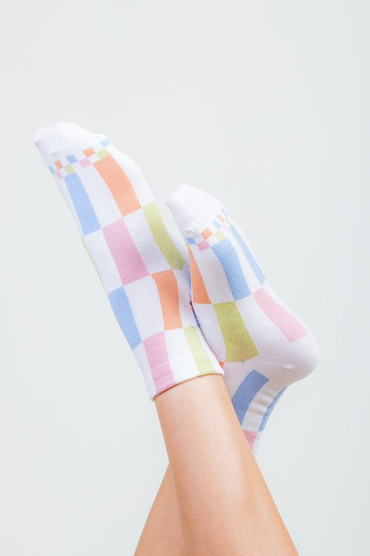 COLOR BLOCK SOCKS - WHITE