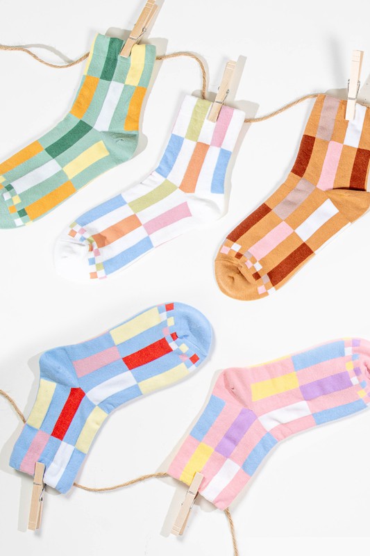 COLOR BLOCK SOCKS - WHITE