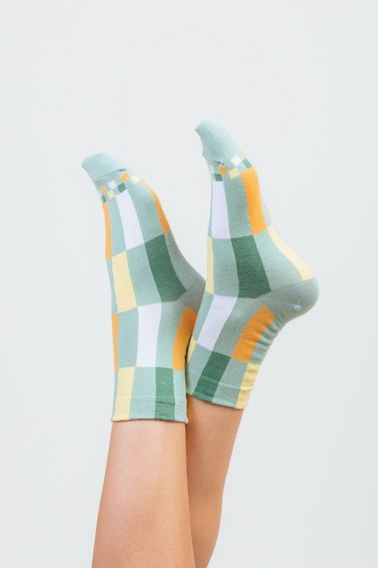 COLOR BLOCK SOCKS - SAGE