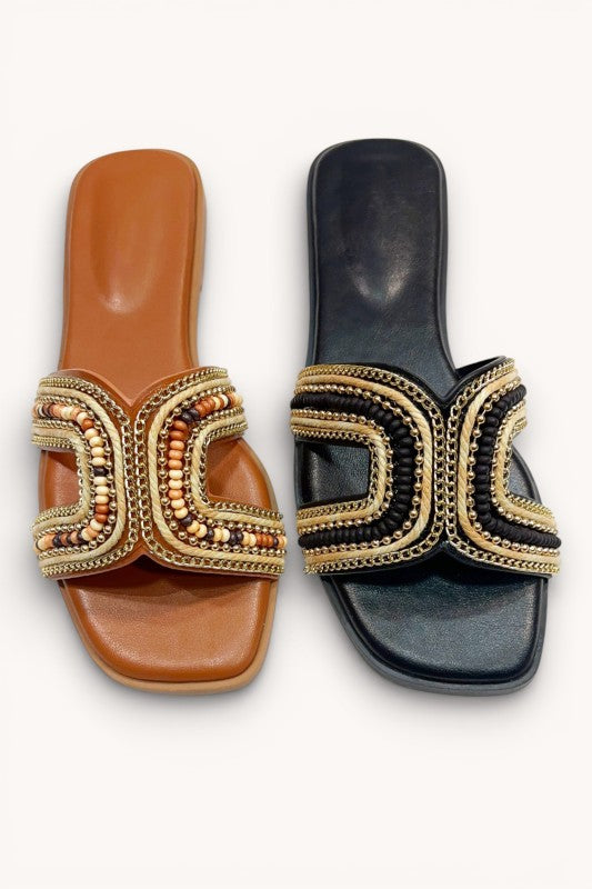 THE MARIKA BEADED SLIDES