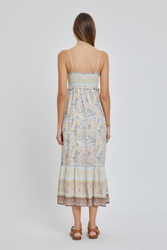 Load image into Gallery viewer, SMOCKED PRINT MAXI DRESS
