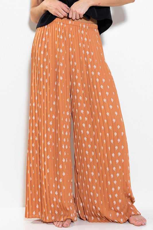 GEOMETRIC PRINT WIDE LEG PANTS