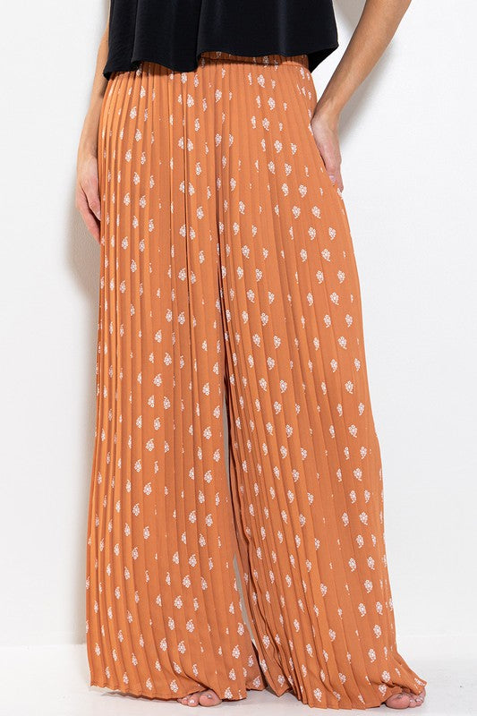 GEOMETRIC PRINT WIDE LEG PANTS