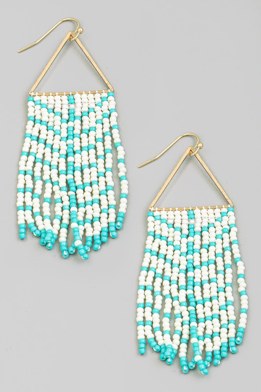 TRIANGLE SEED BEAD EARRINGS - TURQUOISE