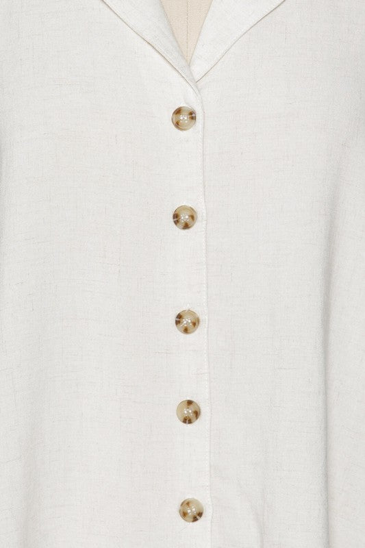 LINEN COLLARED BUTTON DOWN TOP