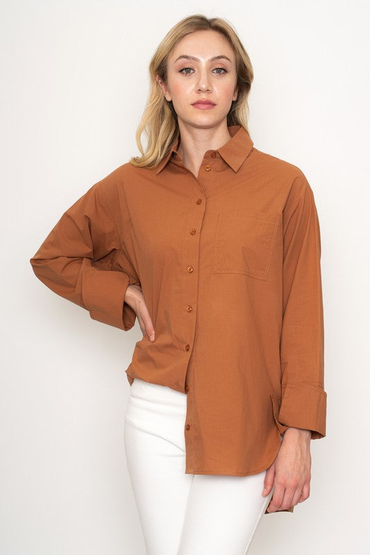 PREMIUM LINE | SHIRLEY OVERSIZED POPLIN BUTTON DOWN SHIRT