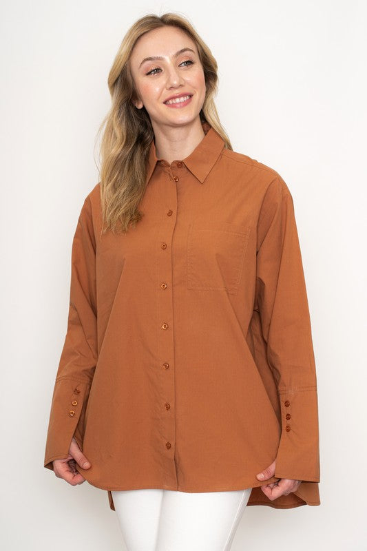 PREMIUM LINE | SHIRLEY OVERSIZED POPLIN BUTTON DOWN SHIRT